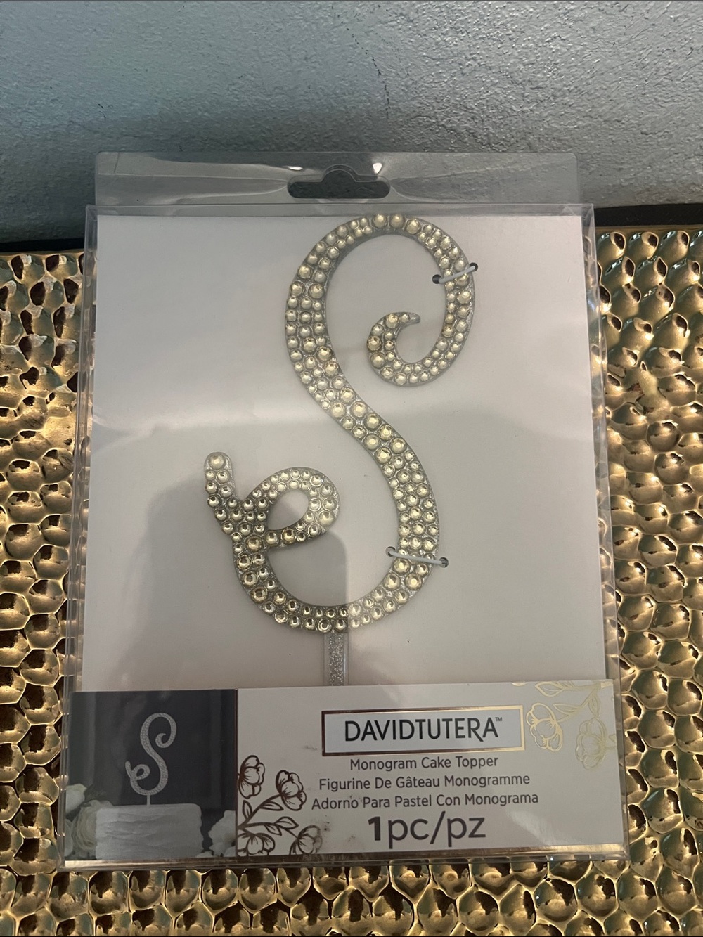 #2271**David Tutera Rhinestone Monogram 'S' Cake Topper - Silver